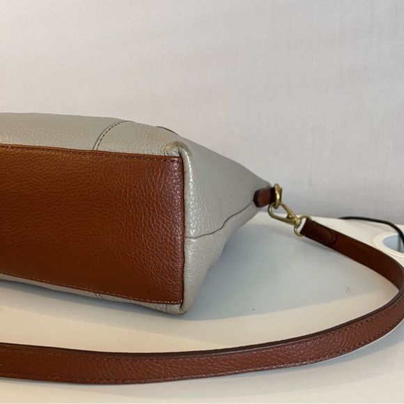 FOSSIL Leather Tan Grey Maddox Sydney Crossbody Satchel Ryder - Picture 8 of 10